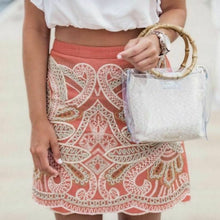 Load image into Gallery viewer, Anthropologie Women's Embroidered Beaded Scallop Hem Cotton Pink Mini Skirt - Luxe Fashion Finds