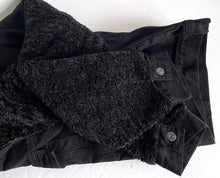 Load image into Gallery viewer, 7 For All Mankind Denim Jacket Womens Black Crop Faux Shearling Fur Collar Arms