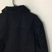 Load image into Gallery viewer, 7 For All Mankind Shearling Denim Jacket Womens Black Crop Faux Fur Detachable
