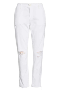 AG Jeans Womens 27 White High Rise Distressed Cotton Tristan Crop Slim Pant