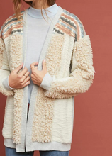 Load image into Gallery viewer, Anthropologie Jacket Large Womens Beige Open Front Faux Fur Cardigan