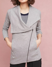 Load image into Gallery viewer, Anthropologie Moto Jacket Womens Extra Small Gray Sweatshirt Zip Up