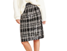 Load image into Gallery viewer, Anthropologie Pencil Skirt Womens Extra Small Black Plaid Sequin Anna Sui Cocktail