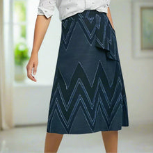 Load image into Gallery viewer, Anthropologie Skirt Womens 0 Blue A-Line Midi Chevron Cotton Linen Eva Franco