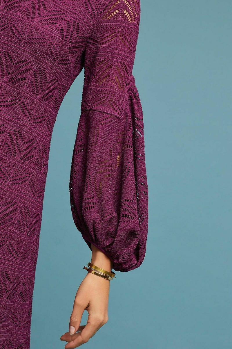 anthropologie purple dress Anthropologie Dress Womens Extra Small Purple V-Neck A-Line Lace Knit Long  Sleeve