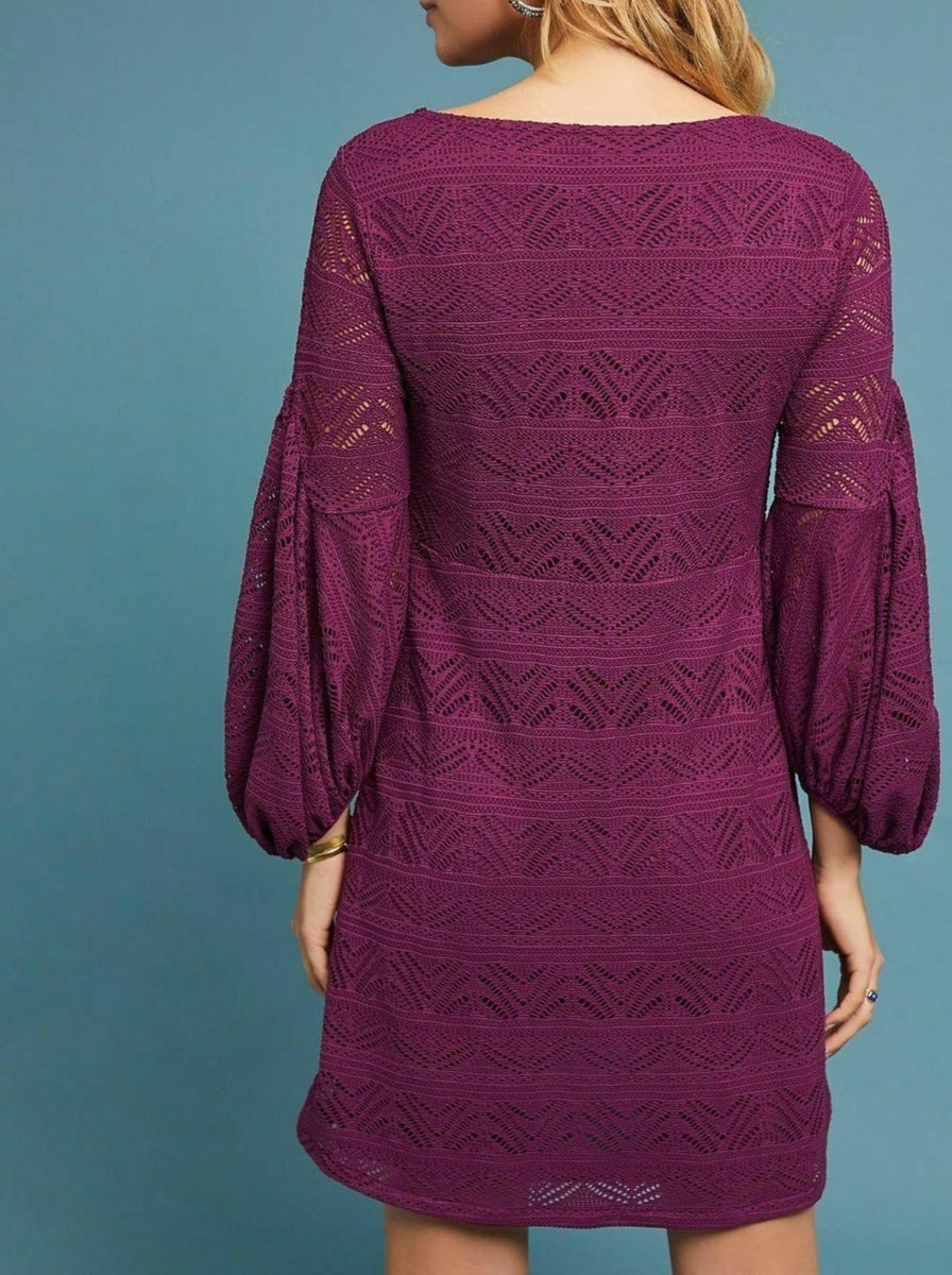 anthropologie purple lace dress By Anthropologie Soft Purple Lace Midi Dress 8 Formal Romantic Feminine Occasion