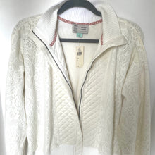 Load image into Gallery viewer, Anthropologie Cardigan Jacket Womens Large Off White Quilted Zip Mock Neck