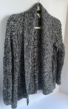 Load image into Gallery viewer, Anthropologie Women’s Shawl Collar Open Front Rib Knit Grey Cardigan,  XS