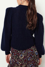 Load image into Gallery viewer, BA&SH Women’s Tilte Puff Sleeve Collared Mohair Wool Knit Blue Sweater, M (2)