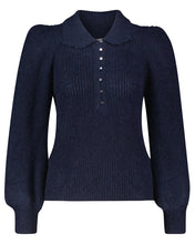 Load image into Gallery viewer, BA&SH Women’s Tilte Puff Sleeve Collared Mohair Wool Knit Blue Sweater, M (2)
