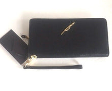 Load image into Gallery viewer, Brian Atwood Wallet Wristlet Womens Black Accordian Slim Leather Belle Clutch
