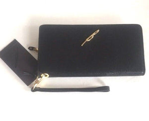 Brian Atwood Wallet Wristlet Womens Black Accordian Slim Leather Belle Clutch