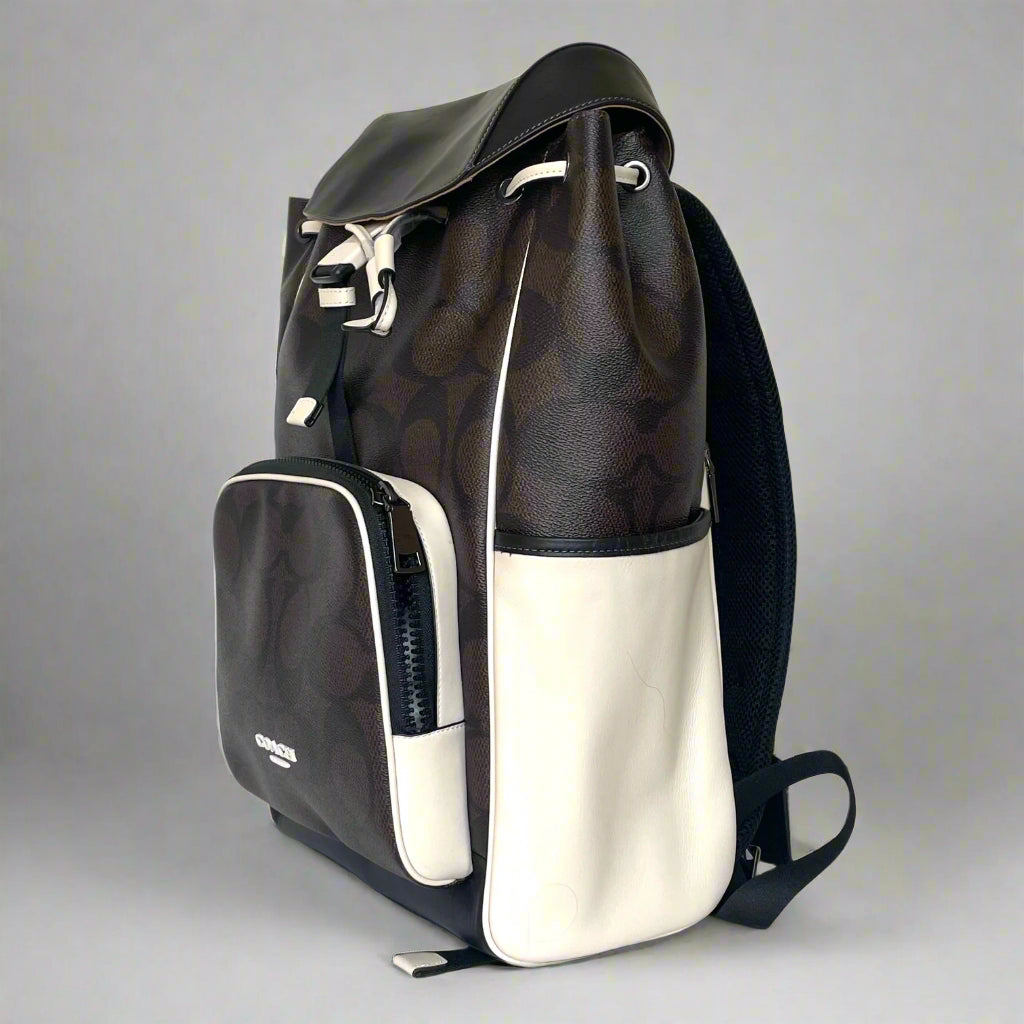coach backpack canvas COACH Outlet Racer Backpack In Blocked Signature Canvas - Men's Bags