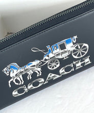 Load image into Gallery viewer, Coach Accordion Wallet C7014 Horse And Carriage Black Leather Continental Zip