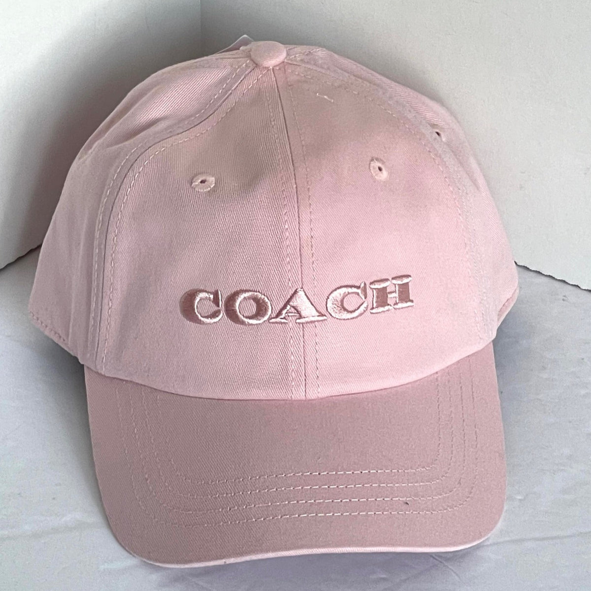 Coach Pink Embroidered Logo Baseball Cap Blush Cotton Lightweight