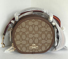 Load image into Gallery viewer, Coach Canteen Crossbody CO986 Brown Leather Signature Jacquard Round ORG PKG