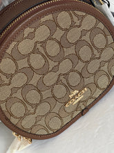 Load image into Gallery viewer, Coach Canteen Crossbody CO986 Brown Leather Signature Jacquard Round ORG PKG