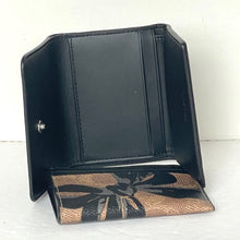 Load image into Gallery viewer, Coach Card Holder Mini Wallet Bow Print Black Signature Canvas CZ447 Double