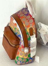 Load image into Gallery viewer, Coach Charter Backpack 18 Small Rainbow Signature Canvas Brown Leather ORG PKG