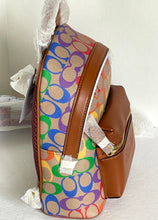 Load image into Gallery viewer, Coach Charter Backpack 18 Small Rainbow Signature Canvas Brown Leather ORG PKG