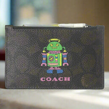 Load image into Gallery viewer, Coach Cosmic Coach Zip Card Case Robot Space CW223 Brown Leather Wallet