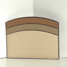 Load image into Gallery viewer, Coach Curved Card Case Brown Ivory Pebbled Leather Slim Wallet CU137