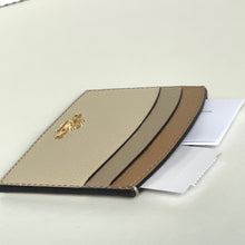 Load image into Gallery viewer, Coach Curved Card Case Brown Ivory Pebbled Leather Slim Wallet CU137
