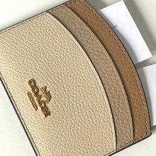 Load image into Gallery viewer, Coach Curved Card Case Brown Ivory Pebbled Leather Slim Wallet CU137