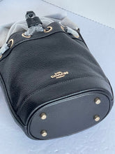 Load image into Gallery viewer, Coach Dempsey CN683 Drawstring Bucket Bag 15 Black Leather Crossbody Original Packaging