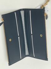 Load image into Gallery viewer, Coach Double Zip Wallet Wristlet Black Pebbled Leather Slim Bifold Snap CC553.