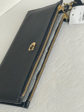 Load image into Gallery viewer, Coach Double Zip Wallet Wristlet Black Pebbled Leather Slim Bifold Snap CC553.