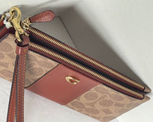 Load image into Gallery viewer, Coach Double Zip Wallet Wristlet Signature Canvas Brown Slim Bifold Snap CC965