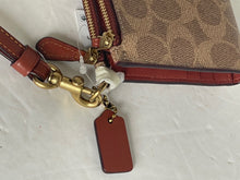 Load image into Gallery viewer, Coach Double Zip Wallet Wristlet Signature Canvas Brown Slim Bifold Snap CC965