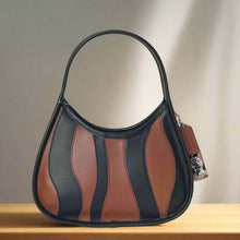 Load image into Gallery viewer, Coach Ergo Bag Wavy Stripe Upcrafted Brown Black Leather Coachtopia 90s CQ004