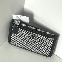 Load image into Gallery viewer, Coach Essential Mini Id Card Case Crystal Black Leather Wallet Keychain CX249