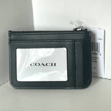 Load image into Gallery viewer, Coach Essential Mini Id Card Case Crystal Black Leather Wallet Keychain CX249