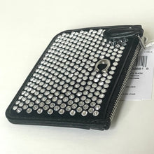 Load image into Gallery viewer, Coach Essential Mini Id Card Case Crystal Black Leather Wallet Keychain CX249