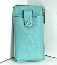 Load image into Gallery viewer, Coach Essential Phone Case Wallet CJ866 Blue Leather Card Holder Zip Pebbled