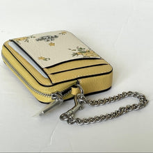 Load image into Gallery viewer, Coach Floral Zip Card Case CAU44 ID Wallet Yellow Leather Chain Strap ORGPKG