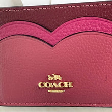 Load image into Gallery viewer, Coach Heart Card Case Red Pebbled Leather Slim Wallet Gold CU138