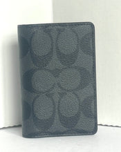 Load image into Gallery viewer, Coach ID Wallet Mens Black Bifold Slim Card Case Signature Canvas CJ753