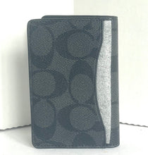 Load image into Gallery viewer, Coach ID Wallet Mens Black Bifold Slim Card Case Signature Canvas CJ753