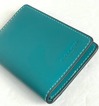 Load image into Gallery viewer, Coach ID Wallet Mens Blue Bifold Slim Calf Leather Card Case CJ728