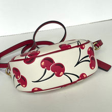 Load image into Gallery viewer, White handbag with red cherry design on a white background