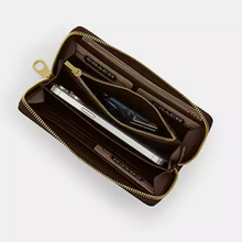 Load image into Gallery viewer, Coach Long Zip Around White Bow Wallet Phone Wristlet Black Canvas CZ327