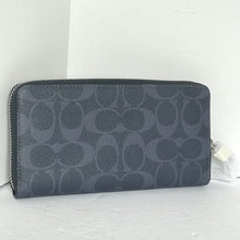 Load image into Gallery viewer, Coach Long Zip Around Wallet Blue Denim Signature Canvas Phone Wristlet C4452