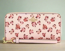 Load image into Gallery viewer, Coach Long Zip Phone Wallet Rosette Floral Wristlet Pink Canvas CZ329