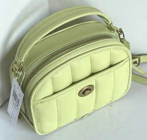 Coach Lunchbox Crossbody Top Handle Womens Lime Leather Quilted Bag C4678