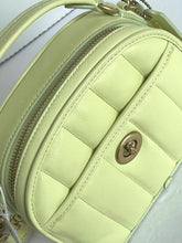 Load image into Gallery viewer, Coach Lunchbox Crossbody Top Handle Womens Lime Leather Quilted Bag C4678