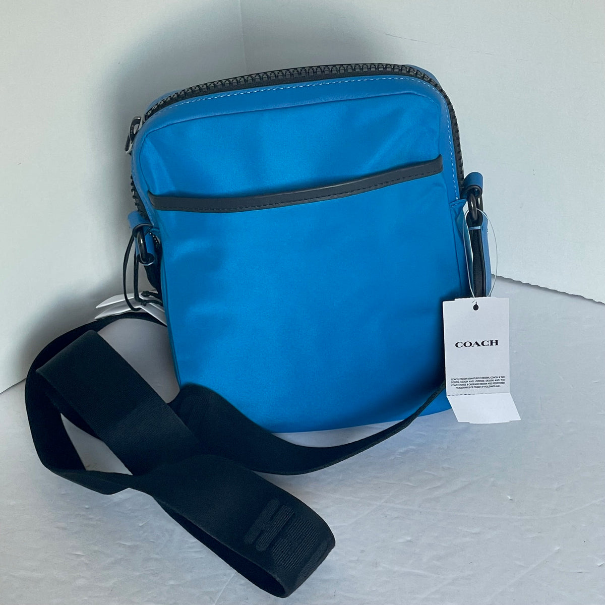 Coach Max Crossbody Pouch C9836 Blue Nylon Leather Sling